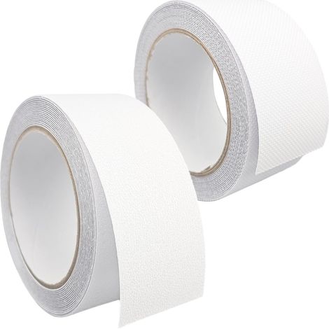2 Rouleaux Ruban antidérapant, Bandes Antidérapantes Adhésive, Ruban Autocollant Anti-dérapante pour Escaliers, Marches, Revêtements de Sol (5 CM x 5 M, White) (1/5)