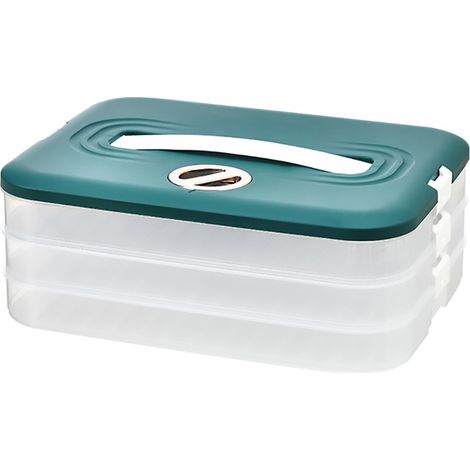 Boîte de rangement empilable à 3 niveaux pour raviolis avec couvercle, bac alimentaire pour réfrigérateur (1/4)