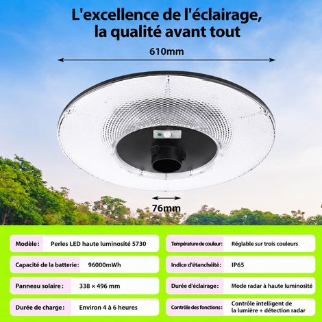 Lampadaire solaire LED extérieur tête de lampe soucoupe ciel étoilé 610 jardin 5V IP65 15 kg 610 15 kg – Livraison gratuite