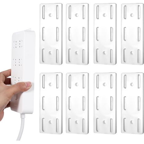 Pakket met 8-socket strip Wandmontage Zelfklevende Sockethouder Pons Vrije Voet Houder Stekkerhouder Wandbeugel voor WiFi-routeraansluitingen Afstandsbediening (1/5)