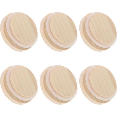 Couvercles ronds en bois avec joint en silicone, diamètre 62 mm, Lot de 6 - Couvercles pour bocaux et tasses en verre, protections pour la cuisine