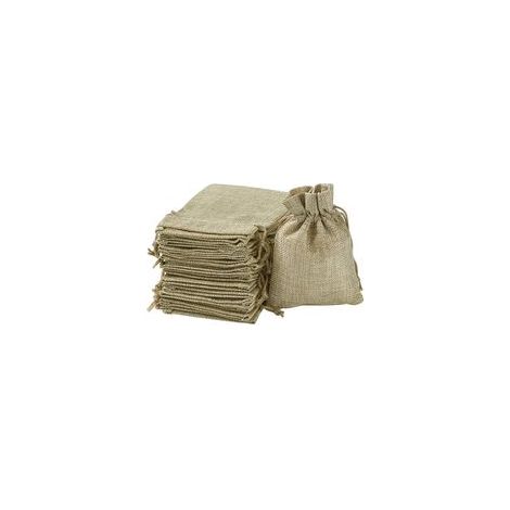 Lot de 100 sachets en lin naturel 13,5 x 9,5 cm – Cordon de serrage pour emballage cadeau – Rangement clés, bijoux, bonbons (1/5)