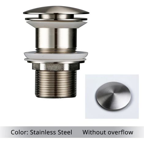 (Stainless steel-2) Bathroom Bath Pop Up Drain Stopper Rose Gold Polished Anti-Corrosion Durable With OverFlow Hole Basin Sewer Plug (1/4)