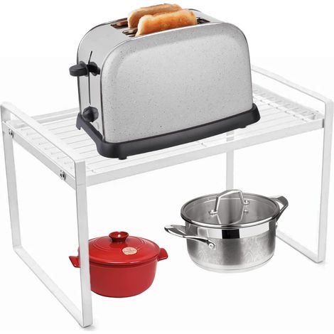Spesh Kitchen Cupboard Organiser Office Shelf Metal Multifunctional Storage Shelves for Pantry, Bedroom and Bathroom – 13 x 21 x 18.5 cm (1/5)