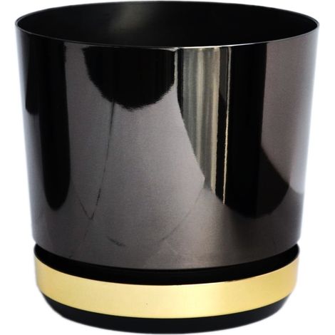 Pot de fleurs DUO noir et or, diamètre 14 cm (1/5)