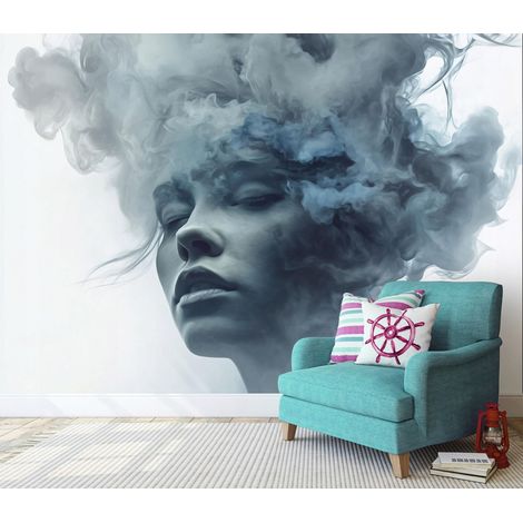 Fototapete Frau Gesicht Abstrakt, für Wohnzimmer und Schlafzimmer, 300 x 210 cm – Komplettset inkl. Kleister & Anleitung (1/5)