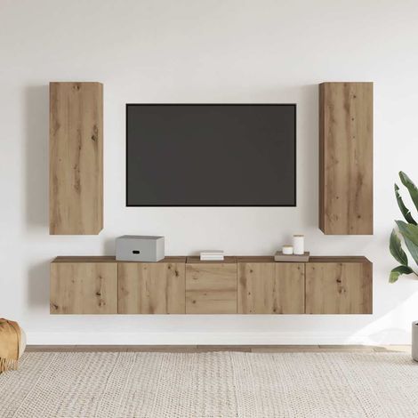 Maison Exclusive - Mobili TV a Parete 5 pz Rovere Artigianale in Legno Multistrato
