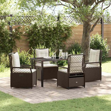 Garten Essgruppe 5 pcs Braun Poly-Rattan (1/5)