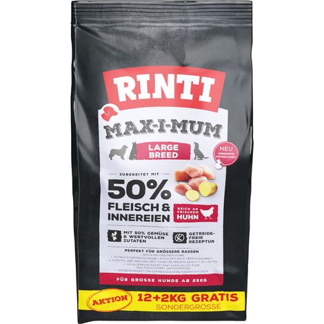 Rinti Max-i-Mum Hundetrockenfutter Adult 12 + 2 kg Fleisch & Innereien