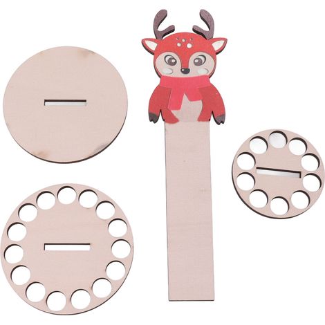 Wooden Christmas Money Holder Desktop Ornaments Multiple Holes Double Layer Cash Holders for Decorations Type E