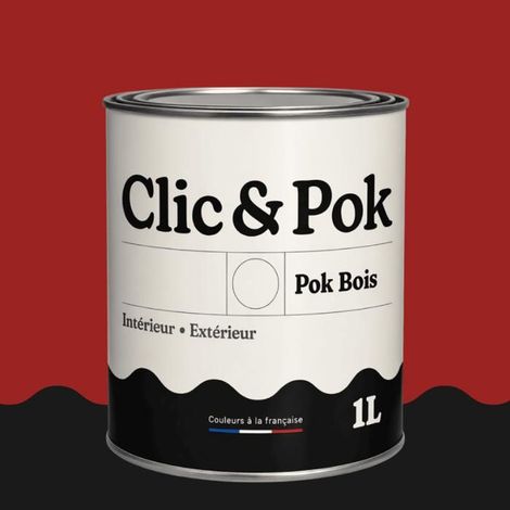 Peinture Bois Extérieur – POK BOIS - 1L - RAL 3002 - Rouge carmin- Résistante aux intempéries - Ne s'écaille pas