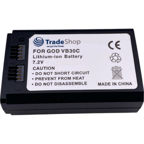 Trade-Shop Li-Ion Akku 7,2V / 3400mAh mit Typ-C Schnittstelle kompatibel mit Godox AD100 Pro, MF-R76, Ring 72, VC26 / Blitzgerät Ersatzteil (1/4)