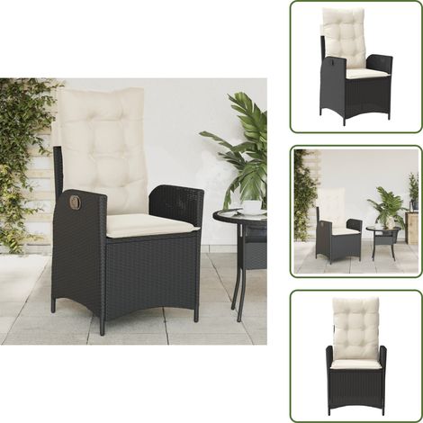 Rückenkissen - vidaXL Gartensessel Verstellbar mit Kissen Schwarz Poly Rattan - Poly Rattan (1/5)