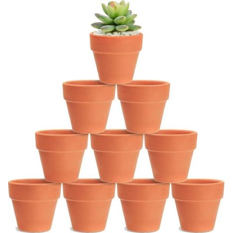 10 Terre Cuite Mini Pots de Plante/de Fleurs/de Poterie en Argile, en Céramique avec Trou de Vidange, pour Cactus Intérieur Extérieur Plantes Maison Succulentes (1/5)