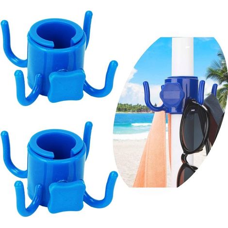 2-teiliges Set – Sonnenschirmhaken – Handtuchhalter – Kleiderbügel – Handtuchstange – Strandaccessoires, blau (1/5)