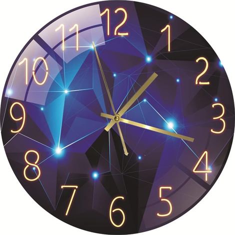Horloge Murale Moderne sans Tic-Tac, 30cm à Quartz Ronde Grande Horloge Murale (Bleu01) (1/4)
