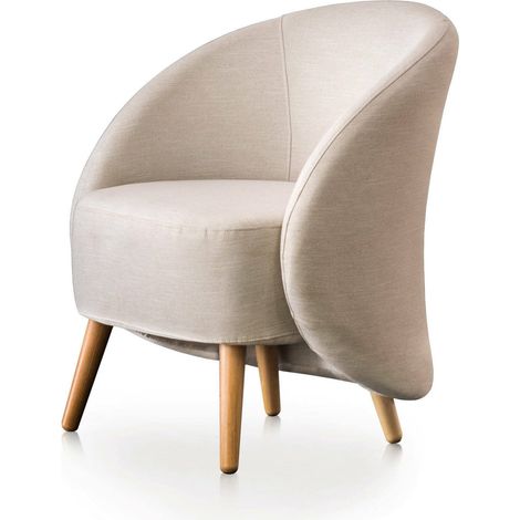 Talamo Italia - Poltrona Alla, Poltrona di design da salotto, 100% Made in Italy, Poltroncina relax in tessuto imbottito, Cm 70x60h80, Beige