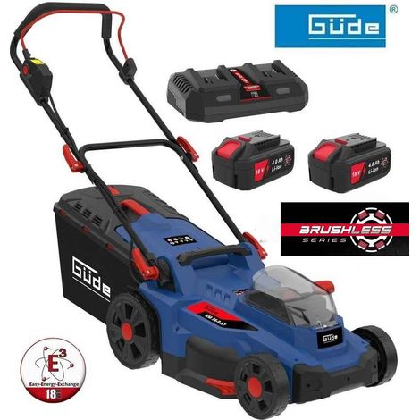 GÜDE Akku Rasenmäher RM 36/37 Brushless mit 2 x Akku 4.0 Ah und Doppelladegerät (1/5)