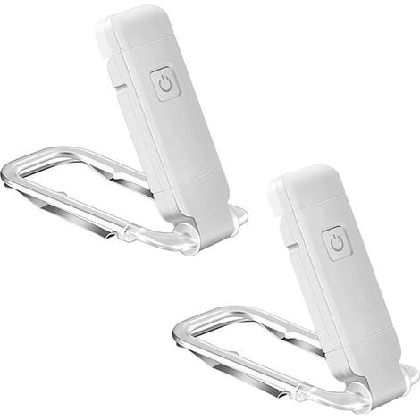 Lot de 2 lampes de lecture LED portables rechargeables par USB avec pince pour lire au lit, luminosité réglable, marque-page lumineux à intensité variable (1/5)