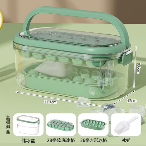 2 Bacs à glaçons, Silicone alimentaire, 28 cubes et 26 sphères, Couvercle anti-odeur, Pour congélateur et boissons