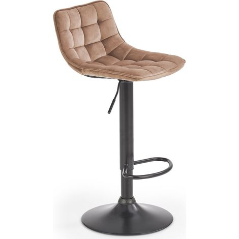 Tabouret de bar en velours beige avec pied en métal noir Manchester (1/5)
