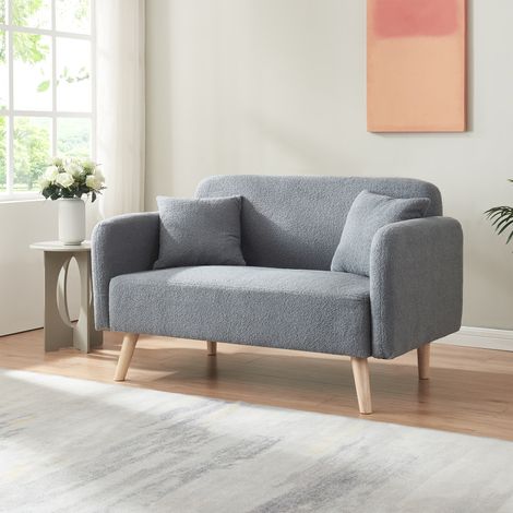 Sofá de 2 plazas Midt bouclé 132x70x81 cm - Gris [en.casa]