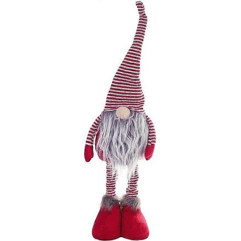 Poupée gnome rayée tricotée pour Noël, avec jambes rétractables, une décoration de Noël représentant un lutin d'hiver et le Père Noël, un cadeau de Noël. (1/5)