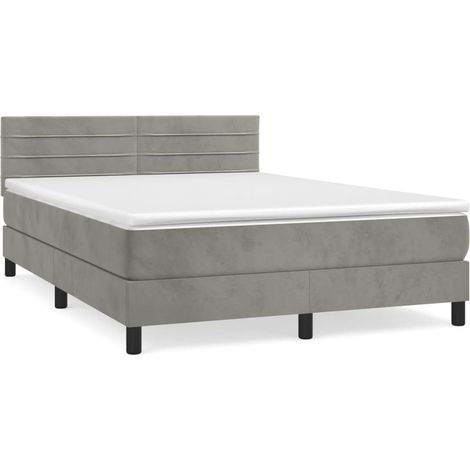 Maison Exclusive - Cama box spring con colchón terciopelo gris cl (1/5)