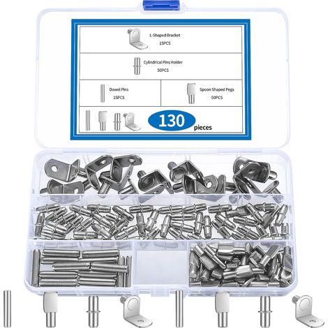 130 Pièces Taquets d'Étagère 5 mm 6 mm Métal 4 Styles (1/5)