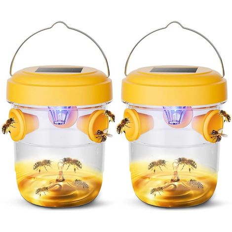 2PACK piège à guêpes, piège à guêpes en plein air accroché, piège à veste jaune, piège d'ornet réutilisable accroché, pièges d'ornet en plein air d'abeille