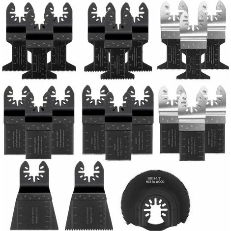 Lame de Scie Oscillante, 21PCS Mixte Outil Multi-Usage Kit, avec Accessoires de Universel Outil Multifonction Oscillant à Libération Rapide pour Coupe General Multi-Tool (Noir) (1/4)