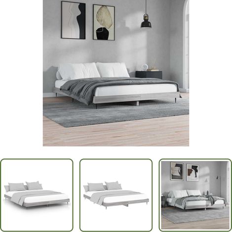 vidaXL Metallbeine - Bettgestell Grau Sonoma 140x200 cm Holzwerkstoff (1/5)