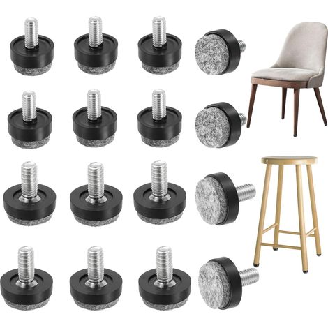 16 Pcs Tampon pour Chaise M6 M8, Tampon Pied De Chaise Conception Antidérapante Empêche Meubles Glisser Rayer Sol Protège Sol Améliore Stabilité Convient Aux Tables Chaises Armoires Canapés Lits (1/5)