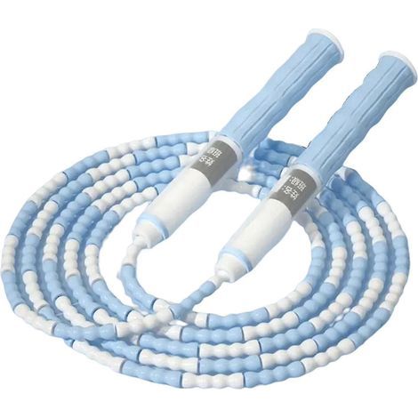 Corde à sauter en acier réglable, lestée et à perles, pour enfants, femmes et hommes (bleue) (1/5)