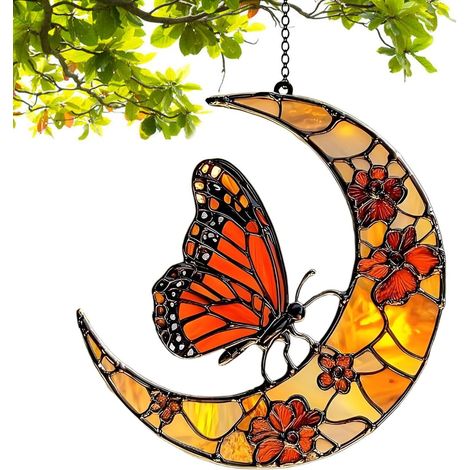 und Blumen Mond Sonnenfänger Monarch Schmetterling Design (1/5)