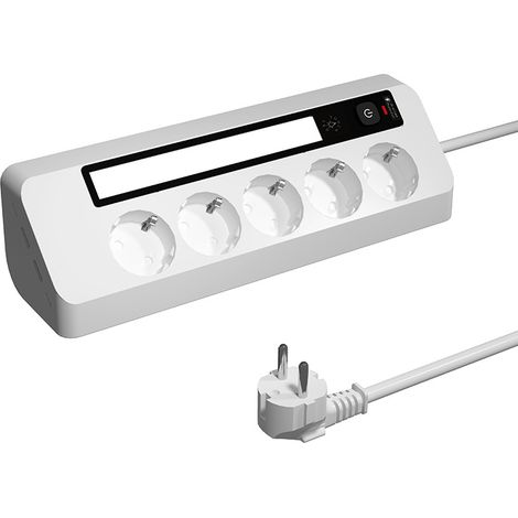 JSSEVN-Power-Base Fuente de alimentación básica de 5 tomas, cable de 1,8 m, blanco, mediano (1/5)