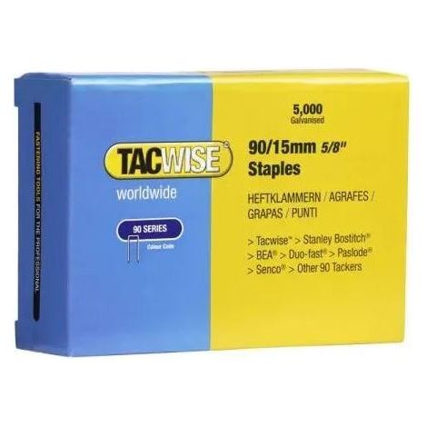 Tacwise 90 Narrow Crown Staples 15mm - 5000 Pack