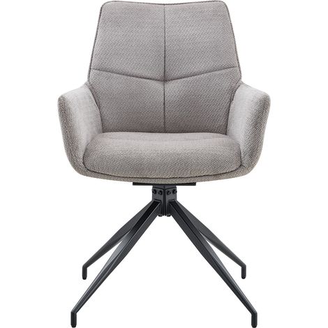 Set de 2 sillas de comedor giratorias 360° de tejido gris con patas de metal negro (1/5)