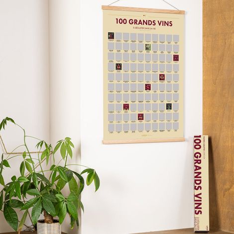 Affiche à Gratter 100 Grands Vins à Déguster - Poster Décoratif en Papier - 70 x 50 cm - PANGIVO (1/5)