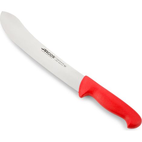 Coltello da macellaio Arcos Colore - Prof 292722 in acciaio inox Nitrum e mango ergonomico rosso Polipropilene e 25 lama cm.