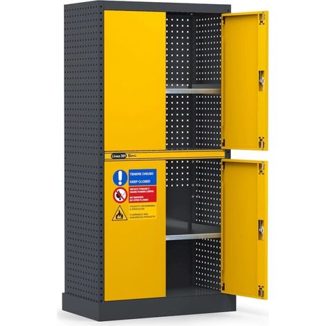 armadio per infiammabili fami "linea 391" con vasca stagna esterna in lamiera giallo 94,4x54x190 cm (1/4)