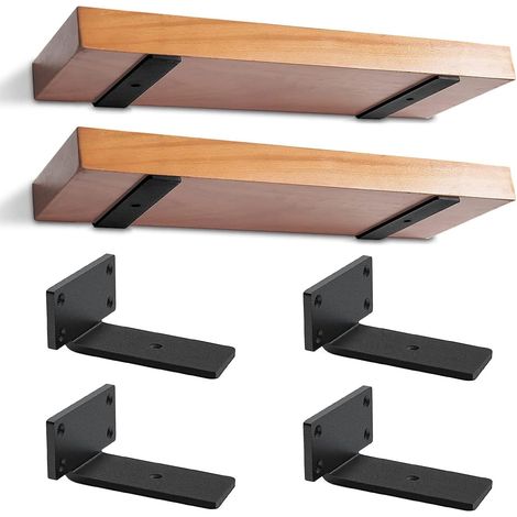 Lot de 4 Supports d'étagère, 12,5 cm, Métal Robuste, Fixation Invisible, Vis Incluses, Pour Bibliothèque et Salon (1/5)