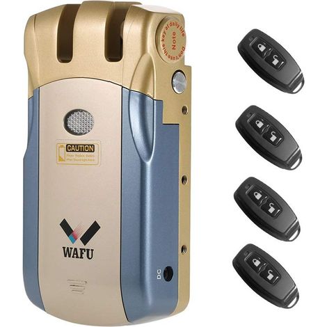 WF-018 Télécommande sans fil Verrouillage Sécurité Invisible Keyless Porte Entrée Serrure intelligente En alliage de zinc métal avec 4 clés à distance Smart Home Villa Office Access Control (1/5)
