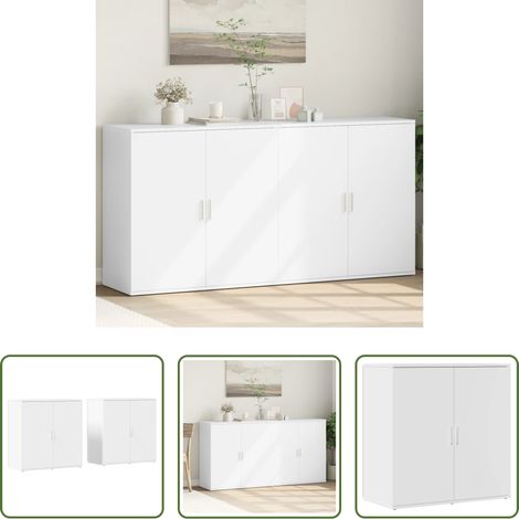Buffet en bois d'ingénierie - Buffets 2 pcs blanc 79x38x80 cm bois d’ingénierie (1/5)