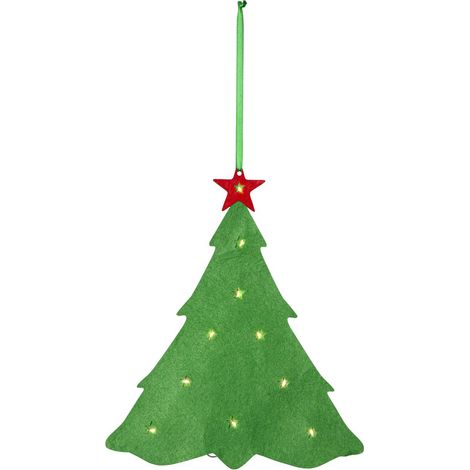 Weihnachtsbeleuchtung ,Merry' aus Filz, Weihnachtsbaum mit 10 LEDs, Batterien + Timer, grün, H 30cm (1/4)