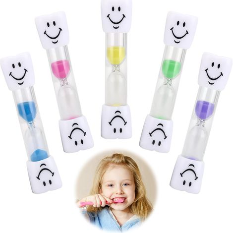 Kinder-Sanduhr – 5er-Set – Glas und PVC – 3-Minuten-Timer – Zähneputzen – Mehrfarbig (1/5)