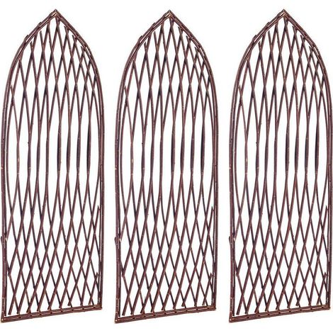 Set of 3 Willow Lattice Trellis With Gothic Top (120cm x 45cm)