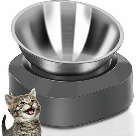 Gamelle surélevée pour chat Gamelle pour chat en acier inoxydable Anti-vomissement surélevé avec support Gamelle pour chaton Gamelle simple (1/5)