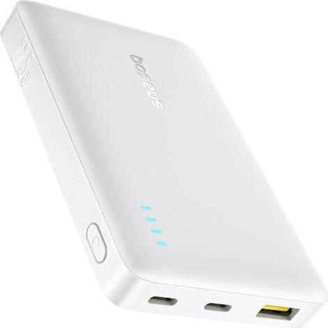 Powerbank da 10000 mAh 22,5 W EnerFill FP21 USB-A USB-C con cavo USB-C - bianco (1/4)
