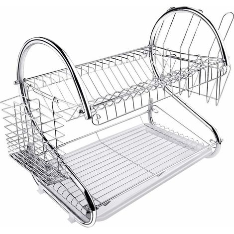 Dish Rack 2 Tier Dish Drainer Dish Drainer Rack Cup Bowl Holder Chopsticks Cutting Board Rack (1/5)